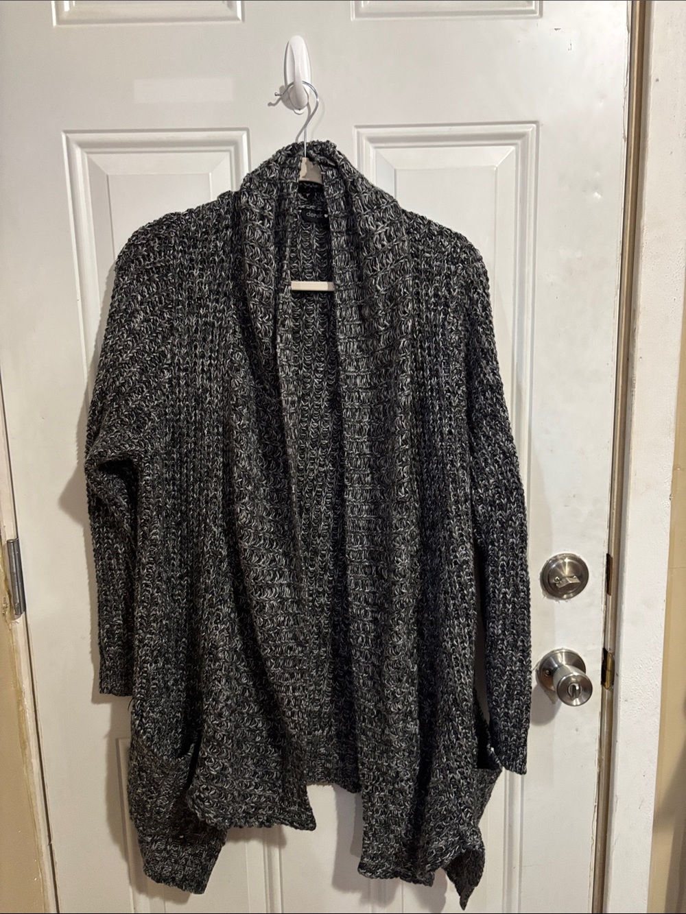 Derek Heart Charcoal Gray Open-Front Knit Cardigan